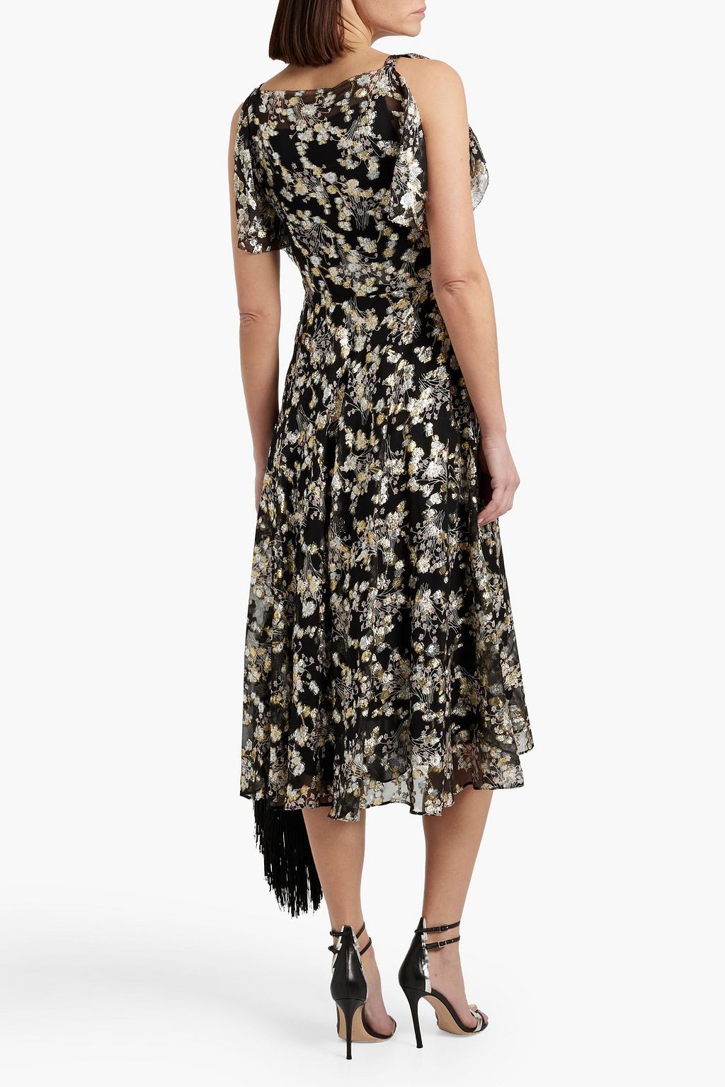 VALENTINO GARAVANI Floral-print metallic fil coupé silk-blend chiffon midi dress