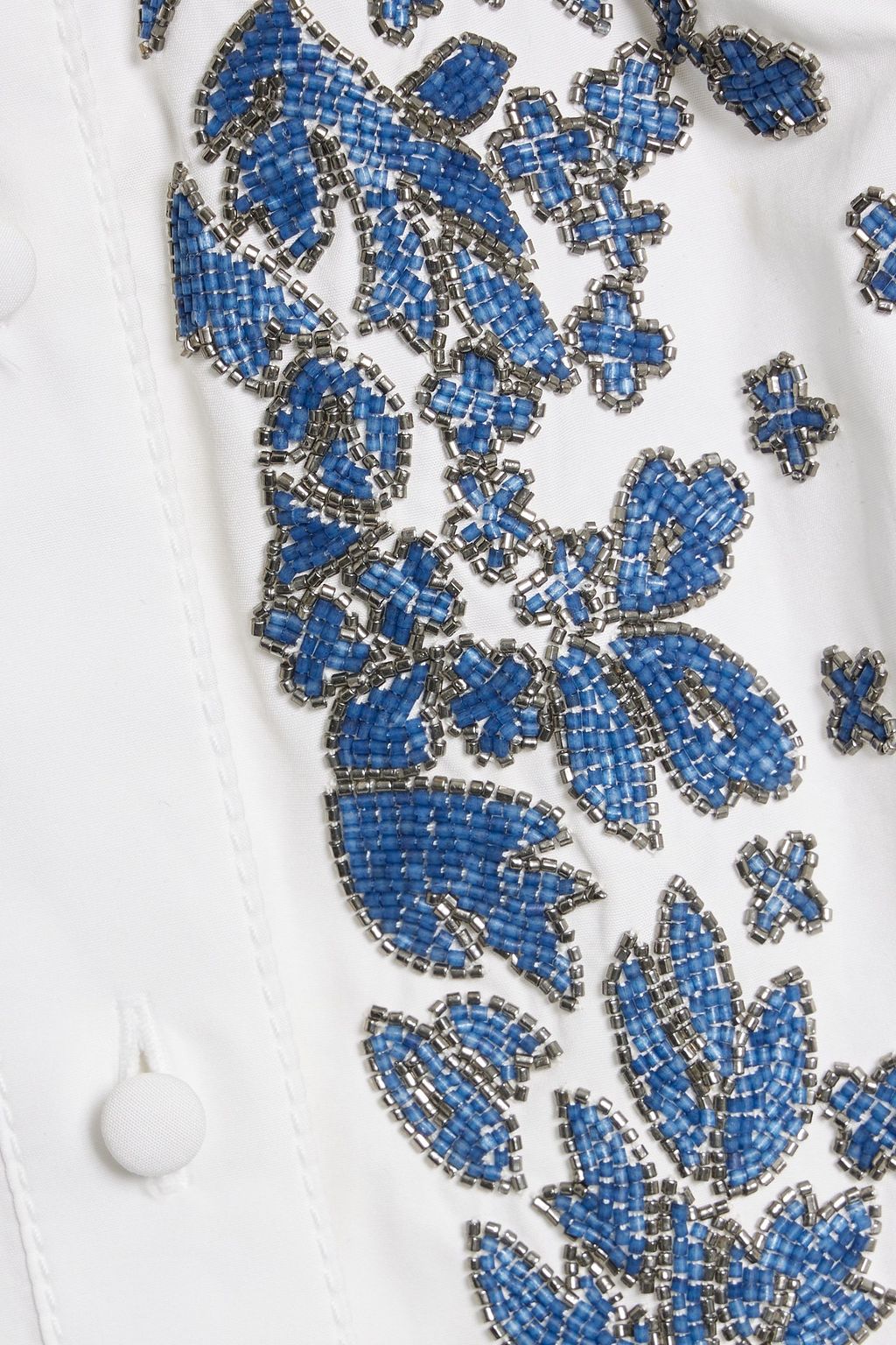 VALENTINO GARAVANI Pussy-bow bead-embellished cotton-poplin midi shirt dress