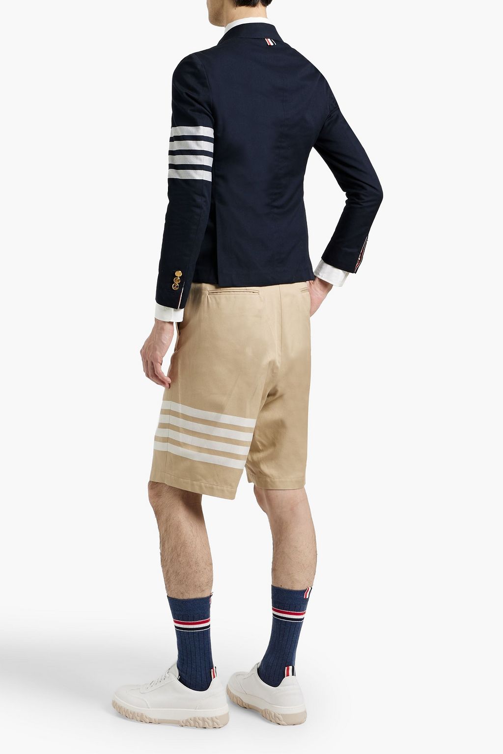 THOM BROWNE Striped cotton-twill blazer