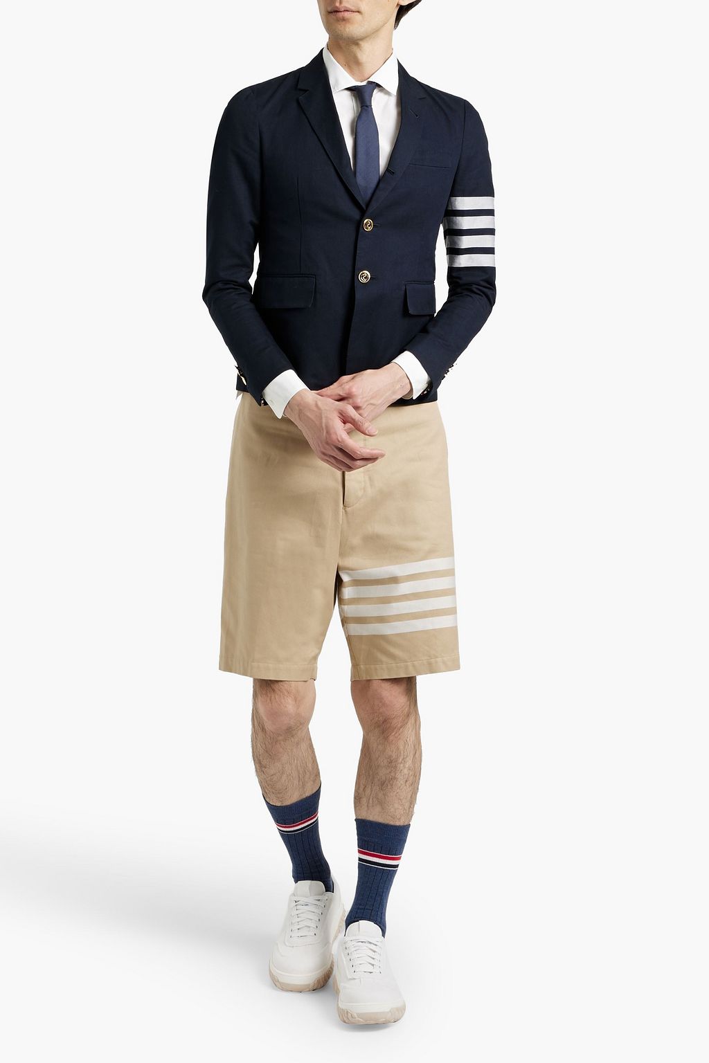 THOM BROWNE Striped cotton-twill blazer