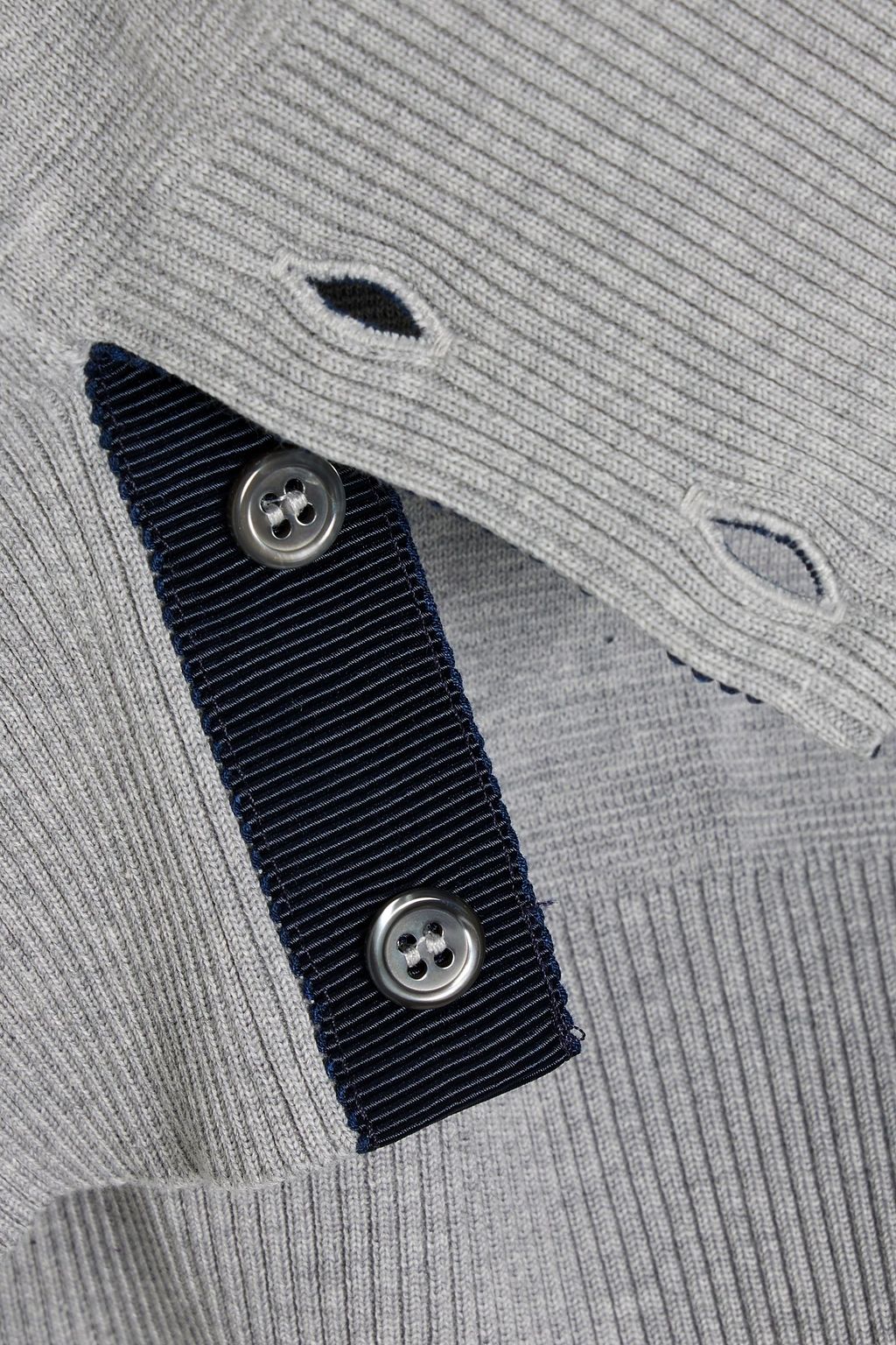 THOM BROWNE Two-tone cotton polo shirt