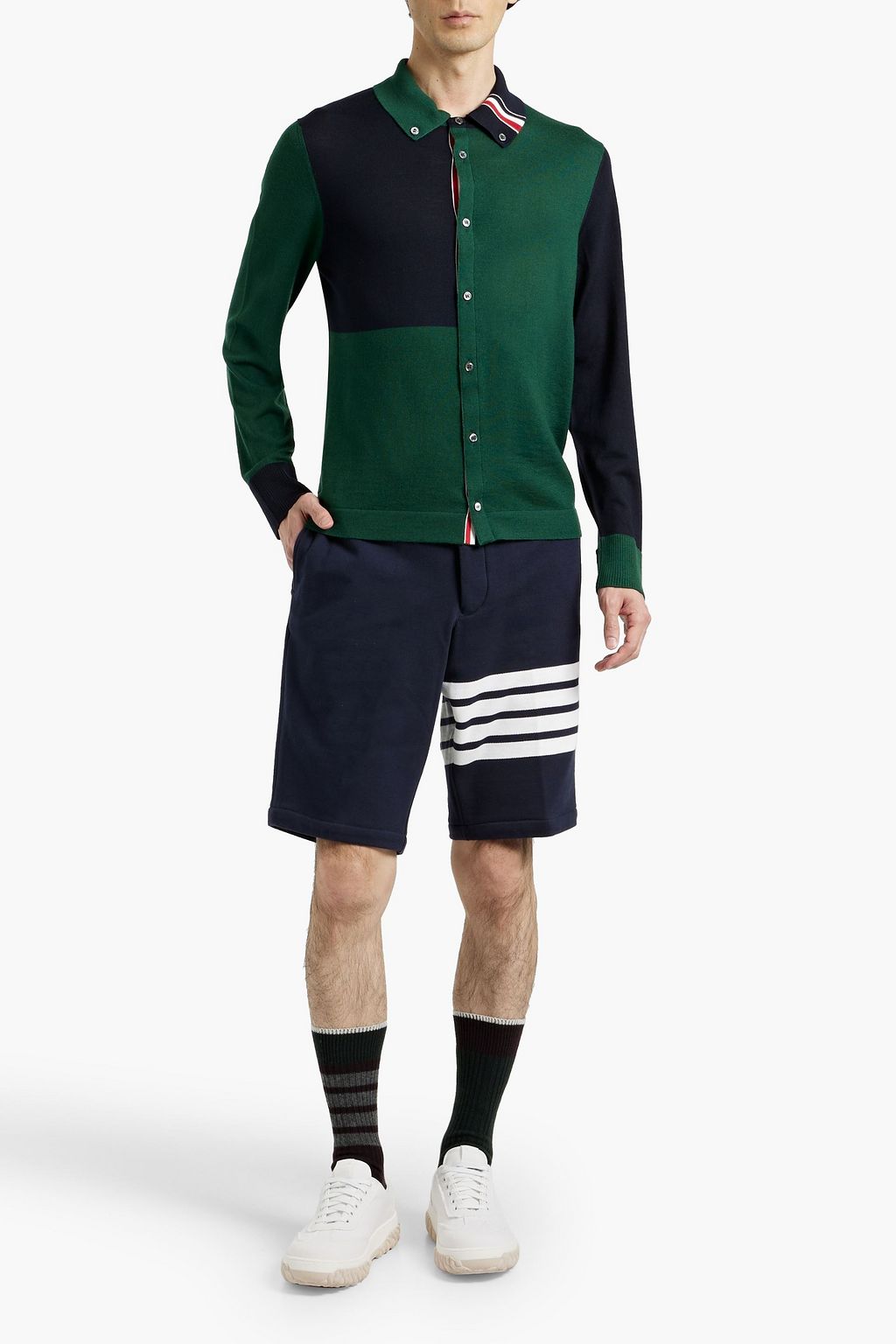 THOM BROWNE Two-tone wool shirt