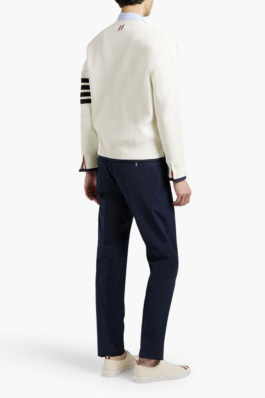 THOM BROWNE Striped cotton cardigan