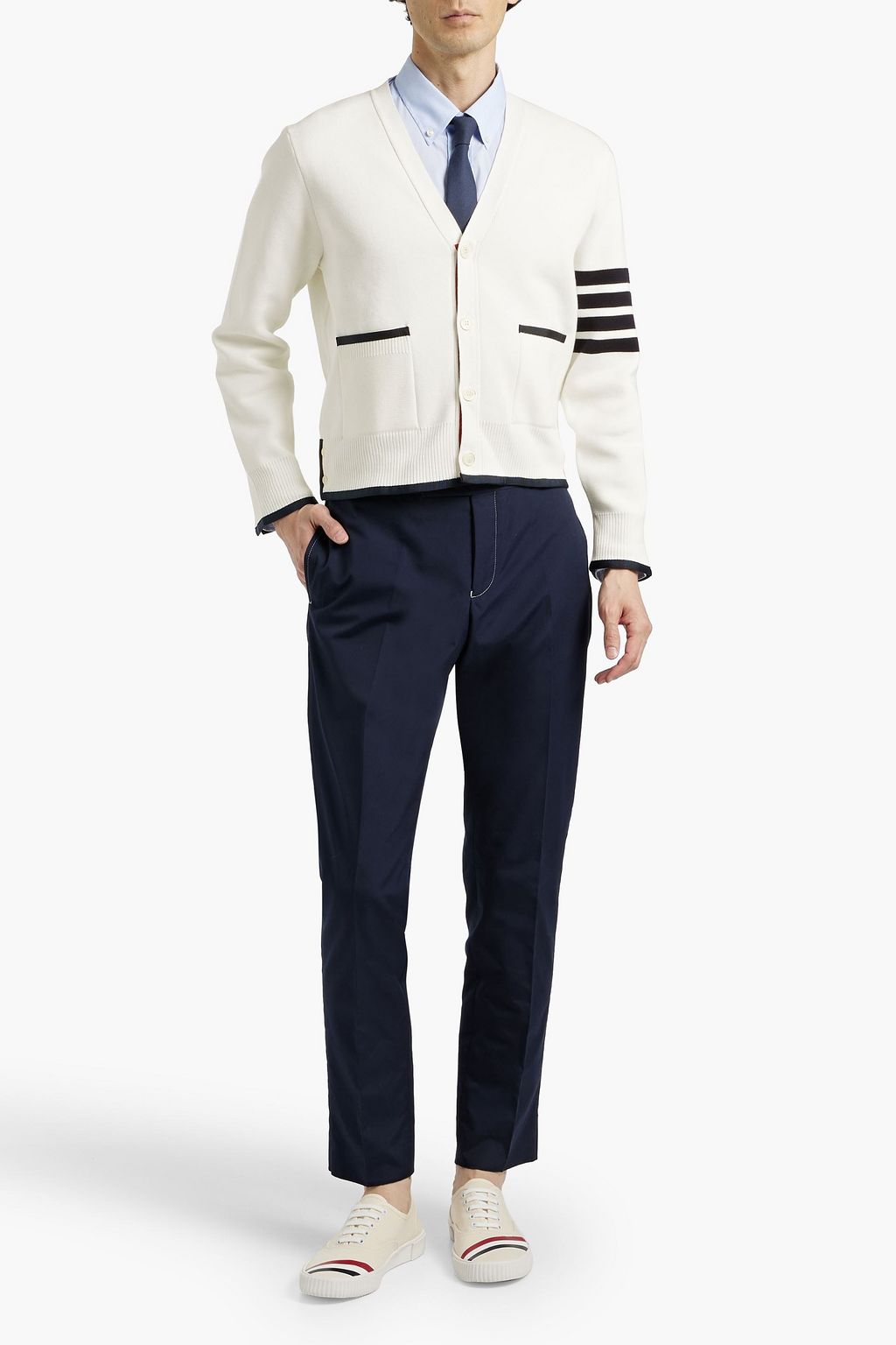 THOM BROWNE Striped cotton cardigan