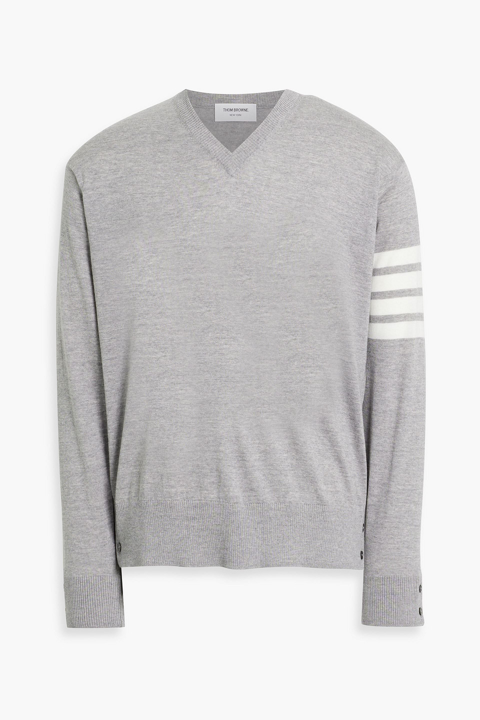 Thom Browne Striped Wool Sweater In Gray