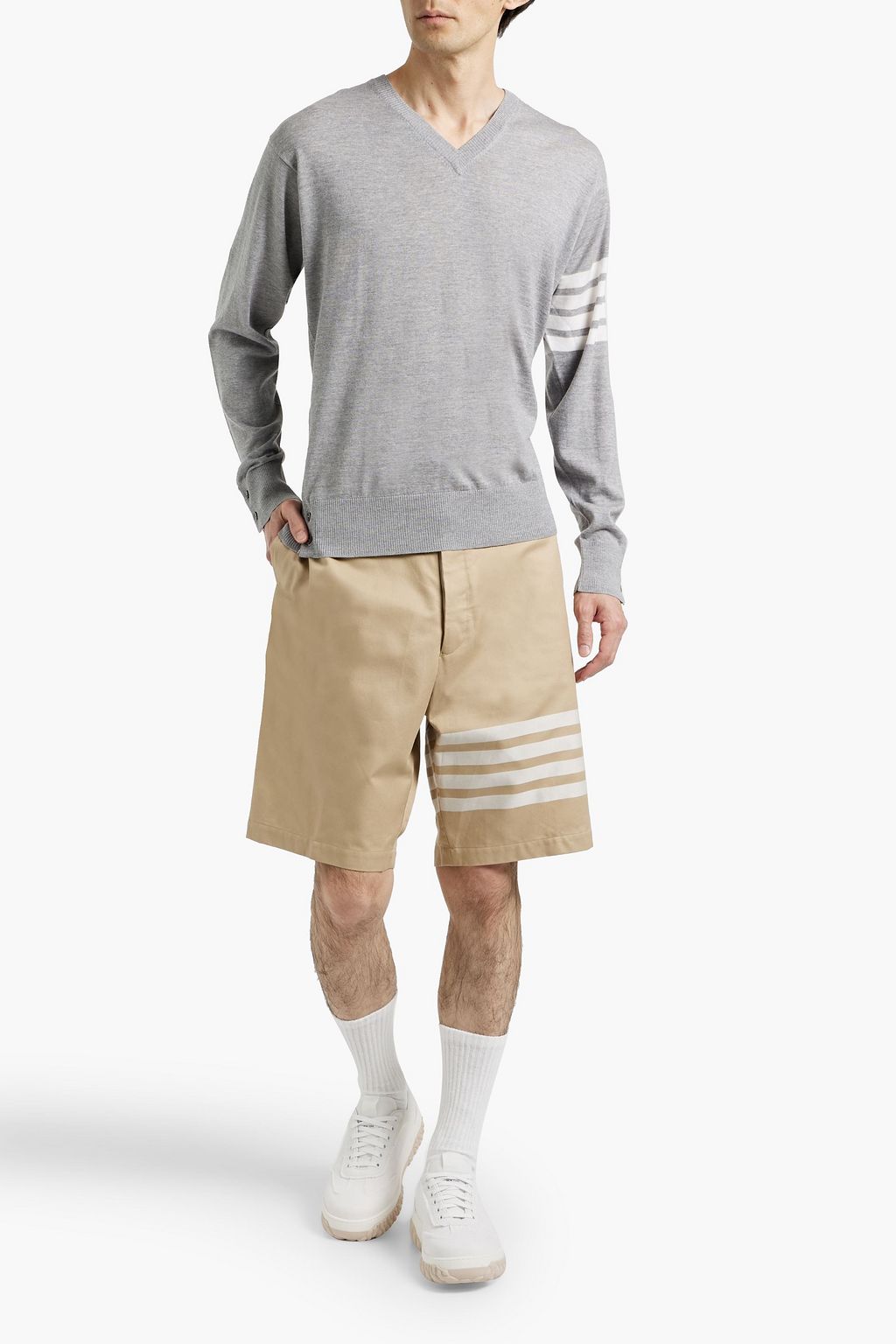 THOM BROWNE Striped wool sweater