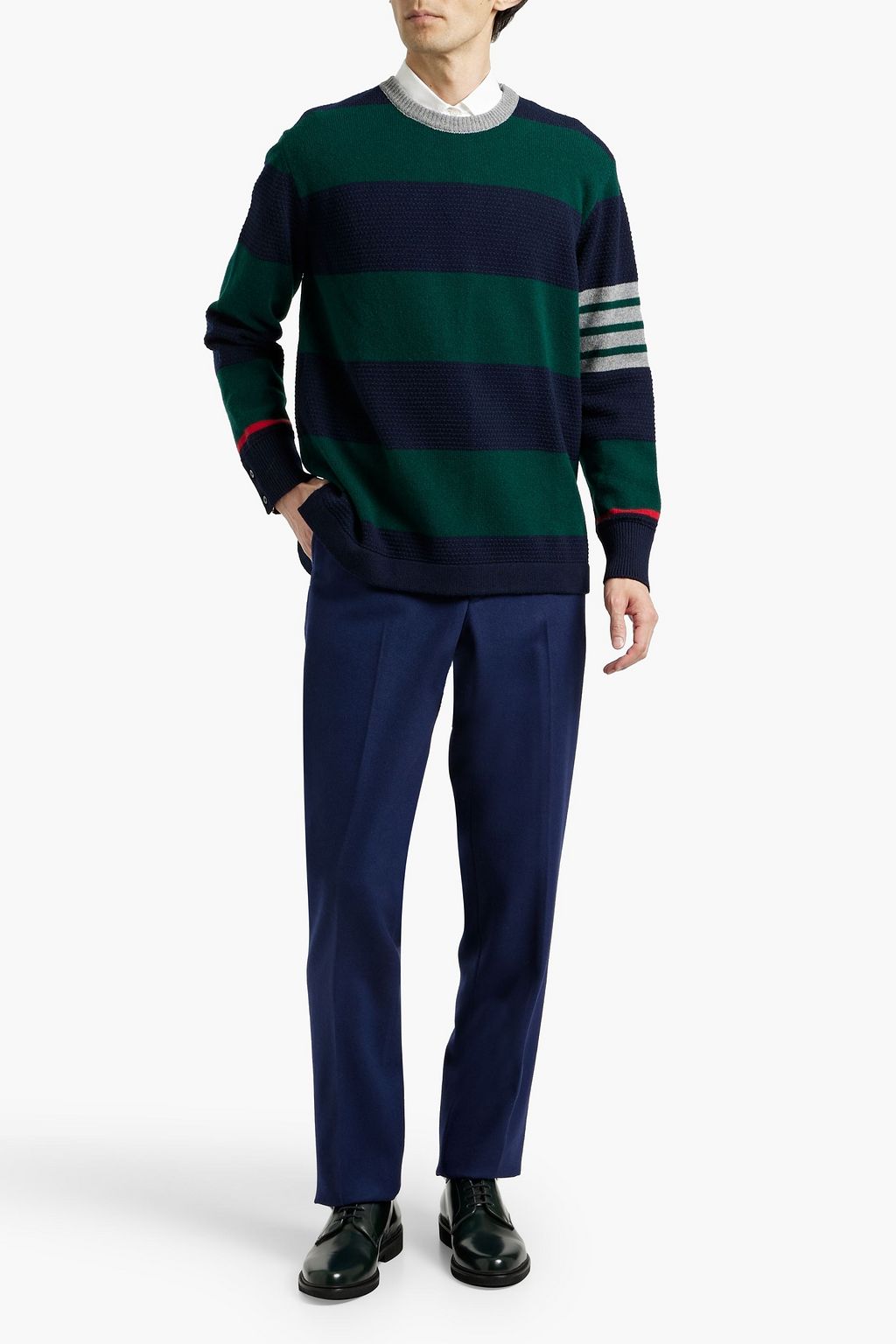 THOM BROWNE Tapered wool-flannel pants