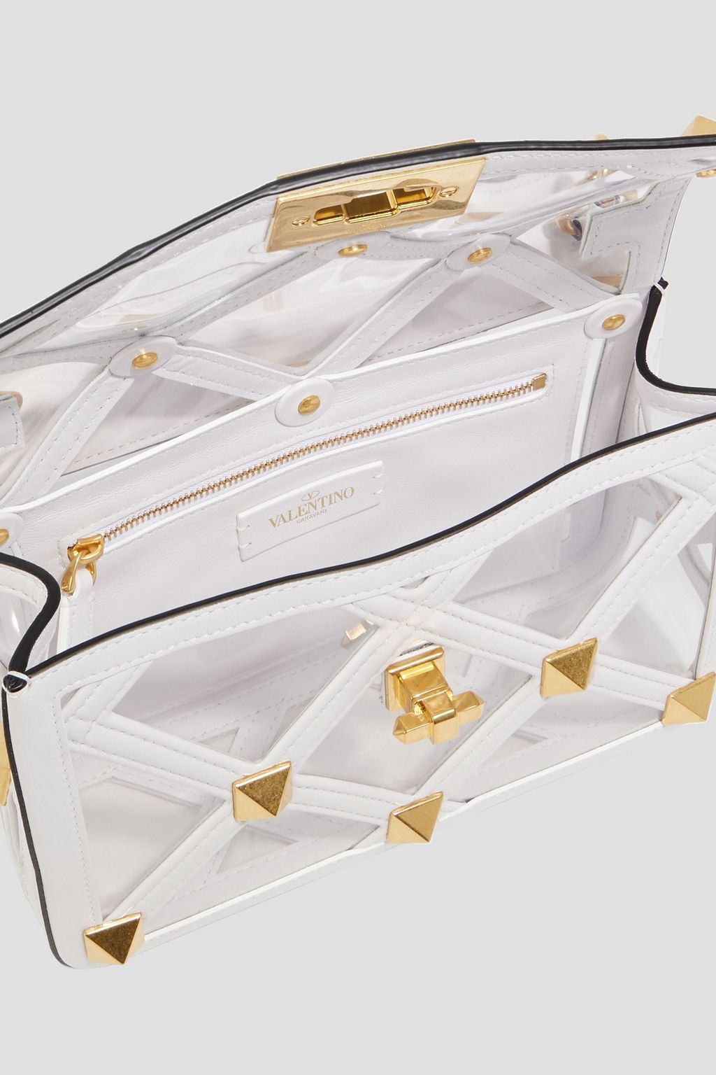 VALENTINO GARAVANI Roman Stud leather and PVC shoulder bag
