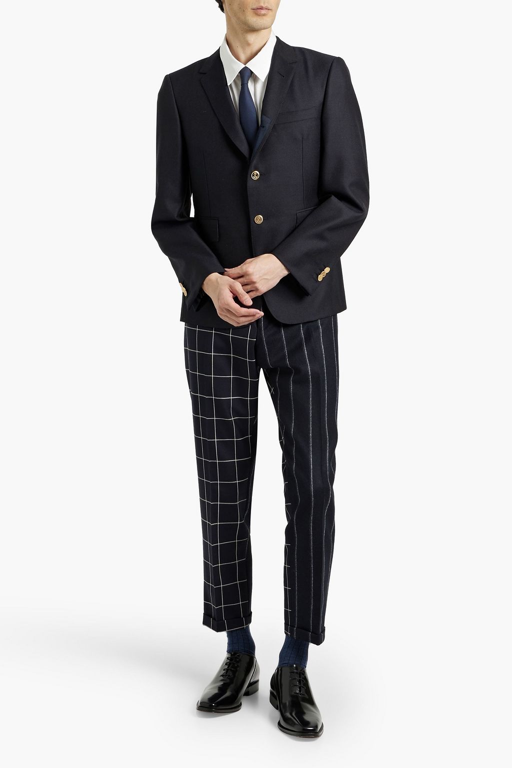 THOM BROWNE Grain de poudre wool and mohair-blend blazer