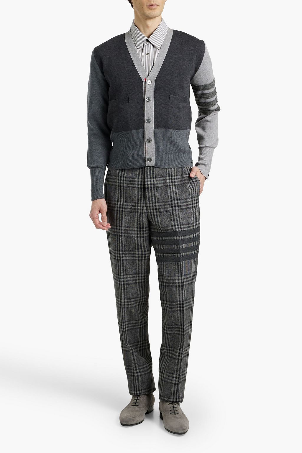 THOM BROWNE Prince of Wales checked wool-tweed pants