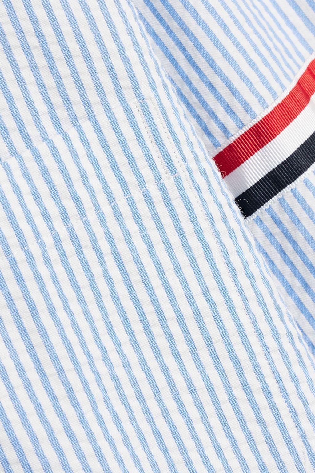 THOM BROWNE Striped cotton-seersucker shirt