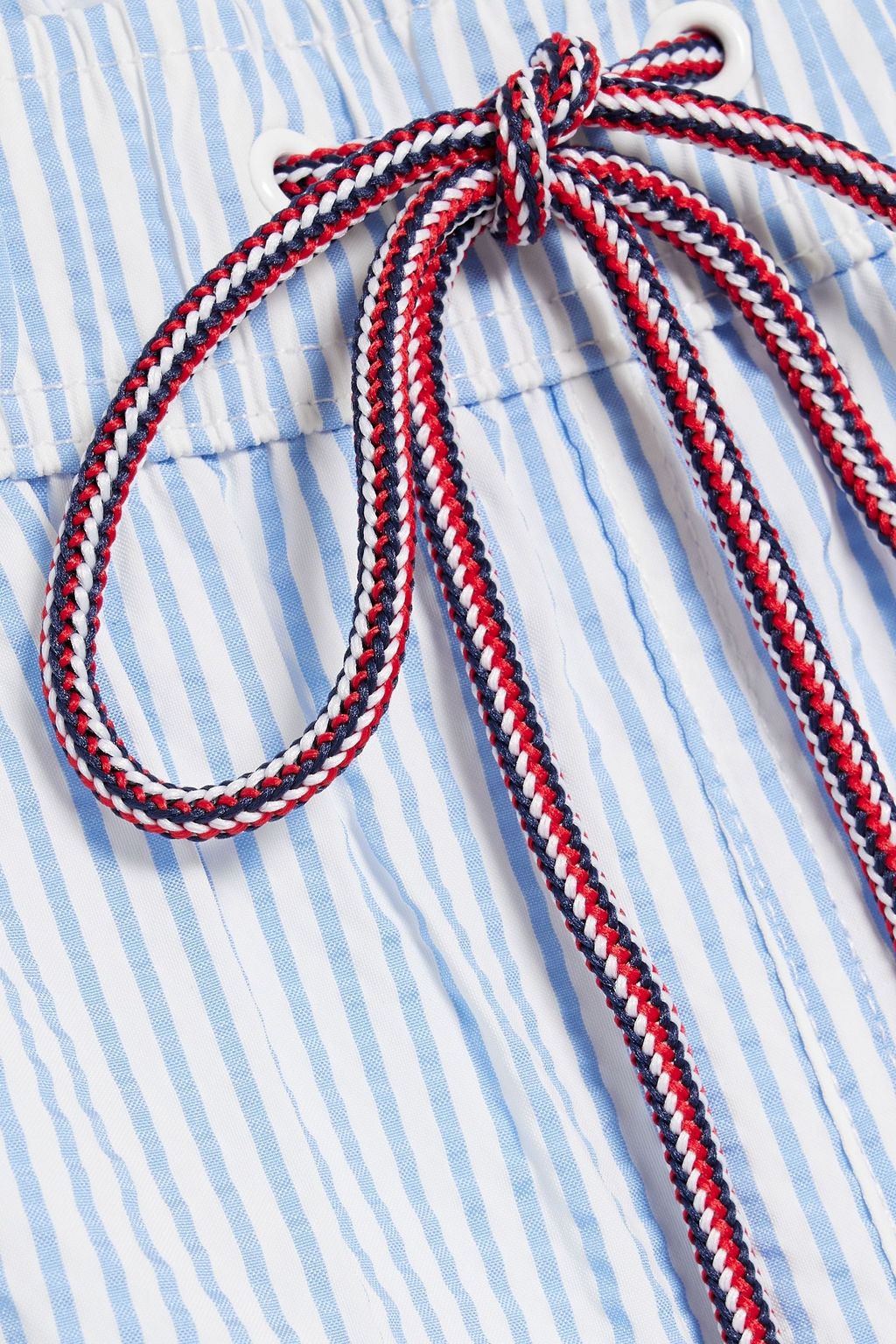THOM BROWNE Short-length striped seersucker swim shorts