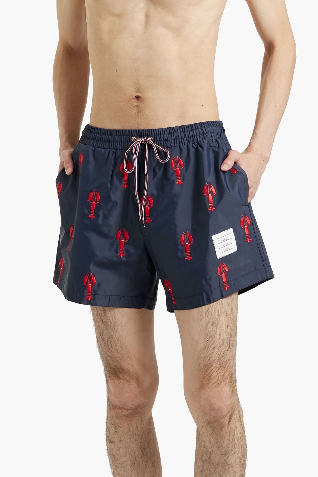 THOM BROWNE Short-length embroidered swim shorts