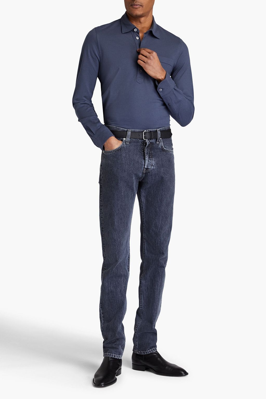 TOM FORD Cotton and silk-blend piqué polo shirt