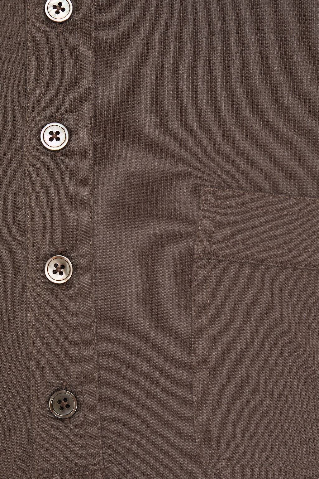 TOM FORD Cotton and silk-blend piqué polo shirt