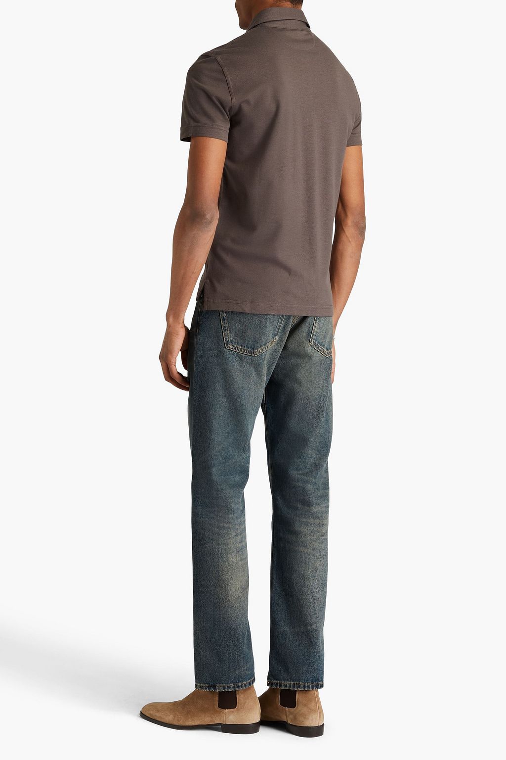 TOM FORD Cotton and silk-blend piqué polo shirt