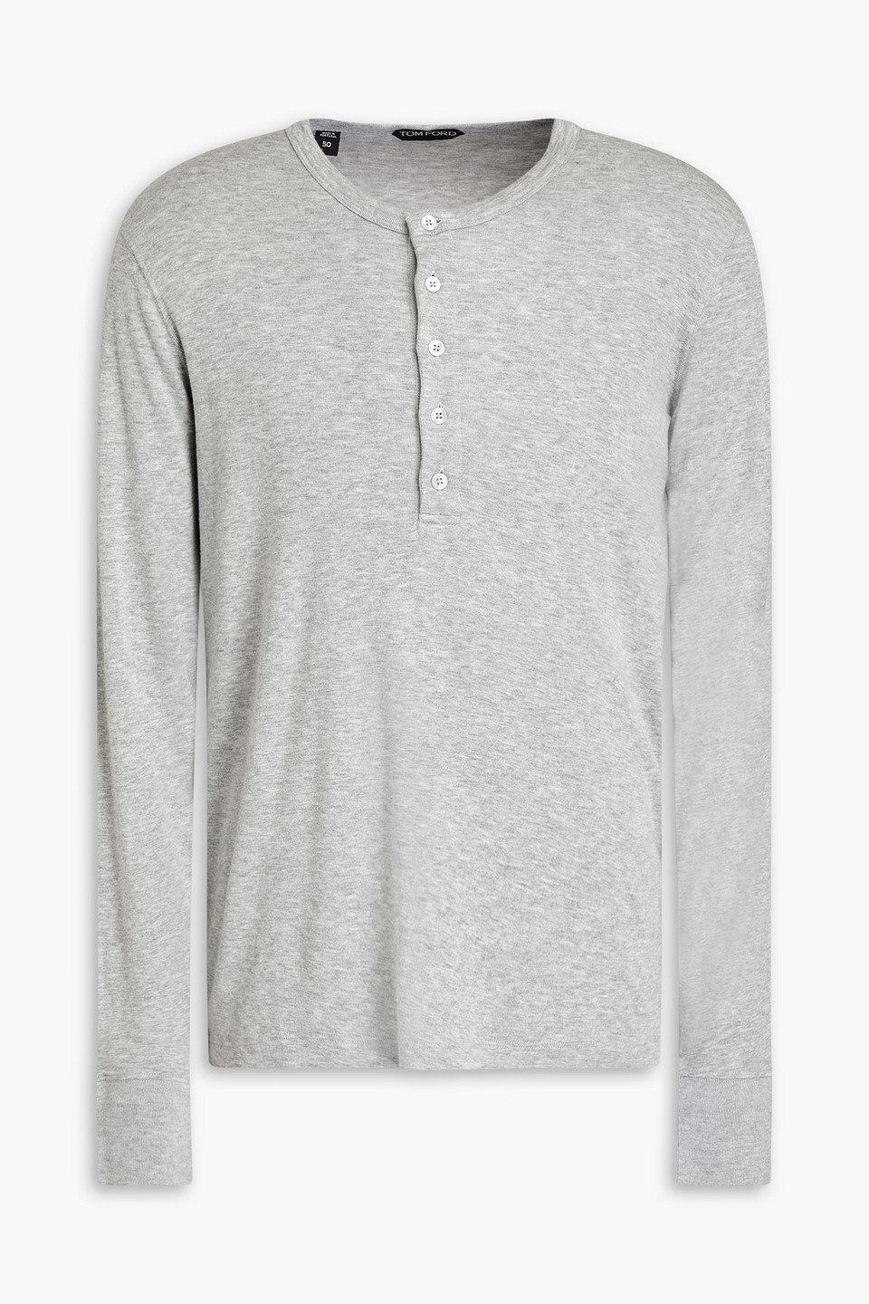 tom ford - cotton and modal-blend jersey henley t-shirt - gray - it 54