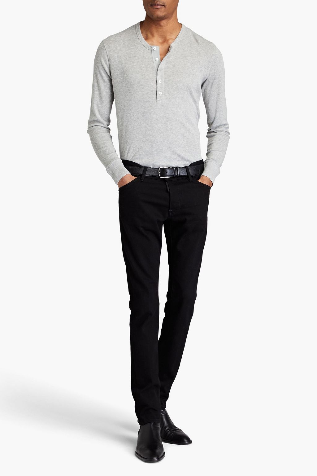 TOM FORD T-Shirt aus Jersey aus einer Baumwoll-Modalmischung mit Henley-Kragen