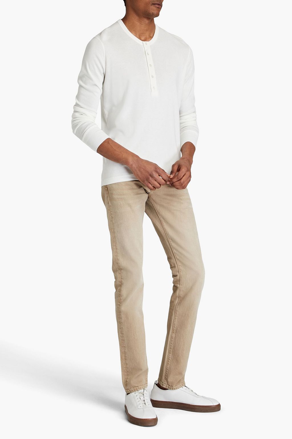 TOM FORD T-Shirt aus Jersey aus einer Baumwoll-Modalmischung mit Henley-Kragen