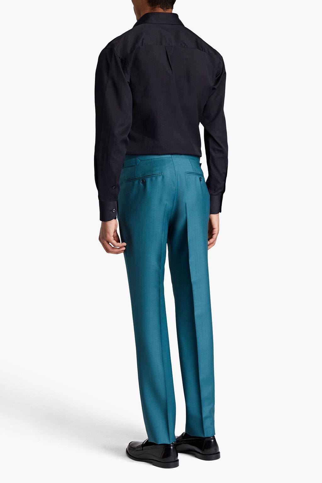 TOM FORD Cotton and silk-blend poplin tuxedo shirt