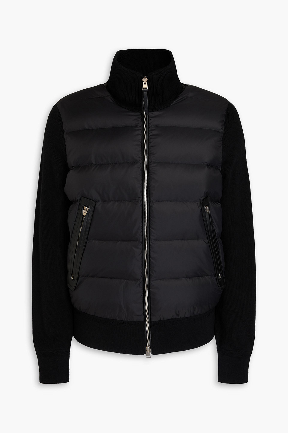 tom ford - quilted shell and knitted down jacket - black - it 44