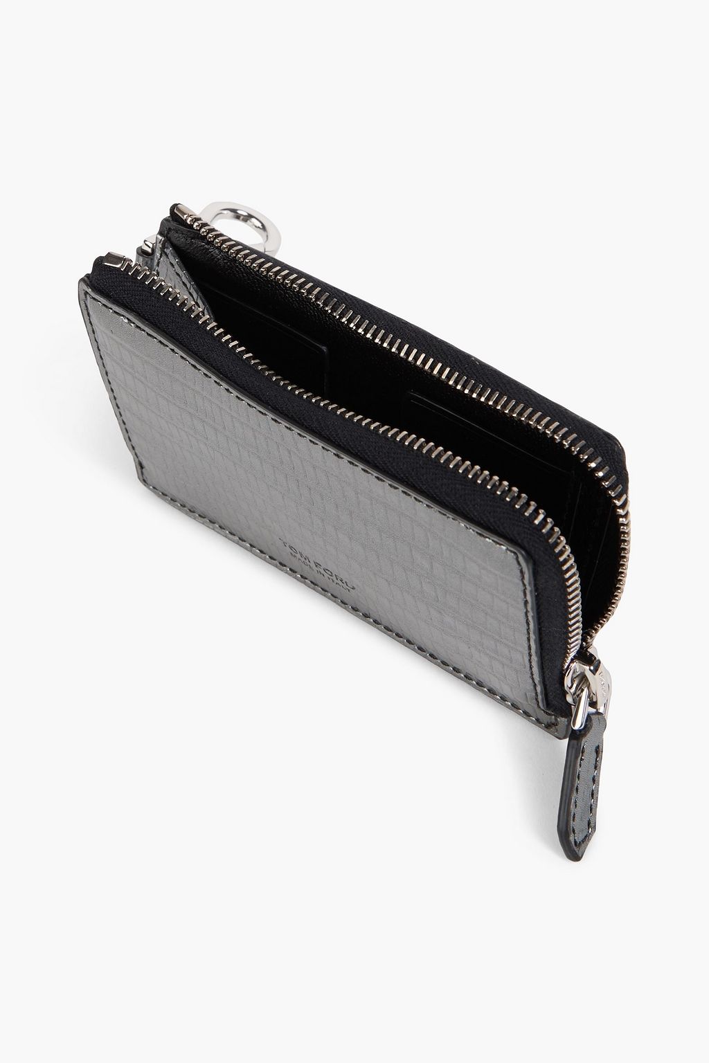 TOM FORD Metallic lizard-effect leather cardholder
