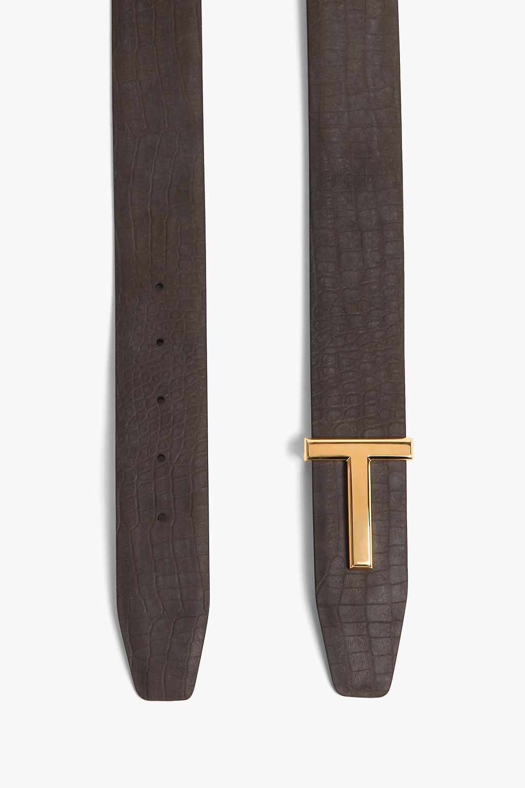 TOM FORD Croc-effect nubuck belt
