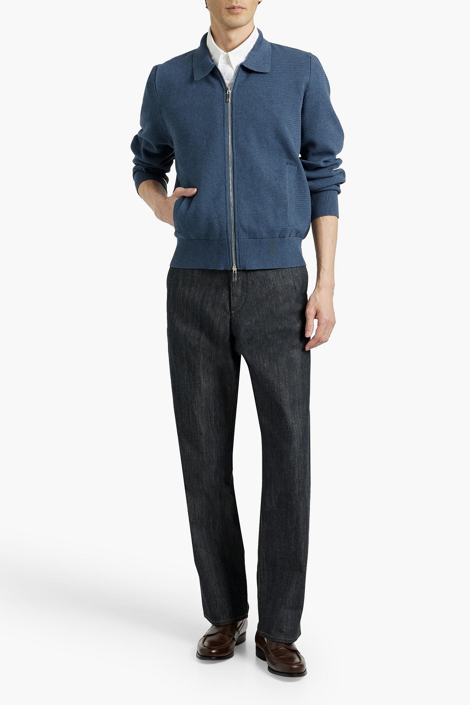 Thom Browne Jacquard-knit Cotton Jacket In Blue