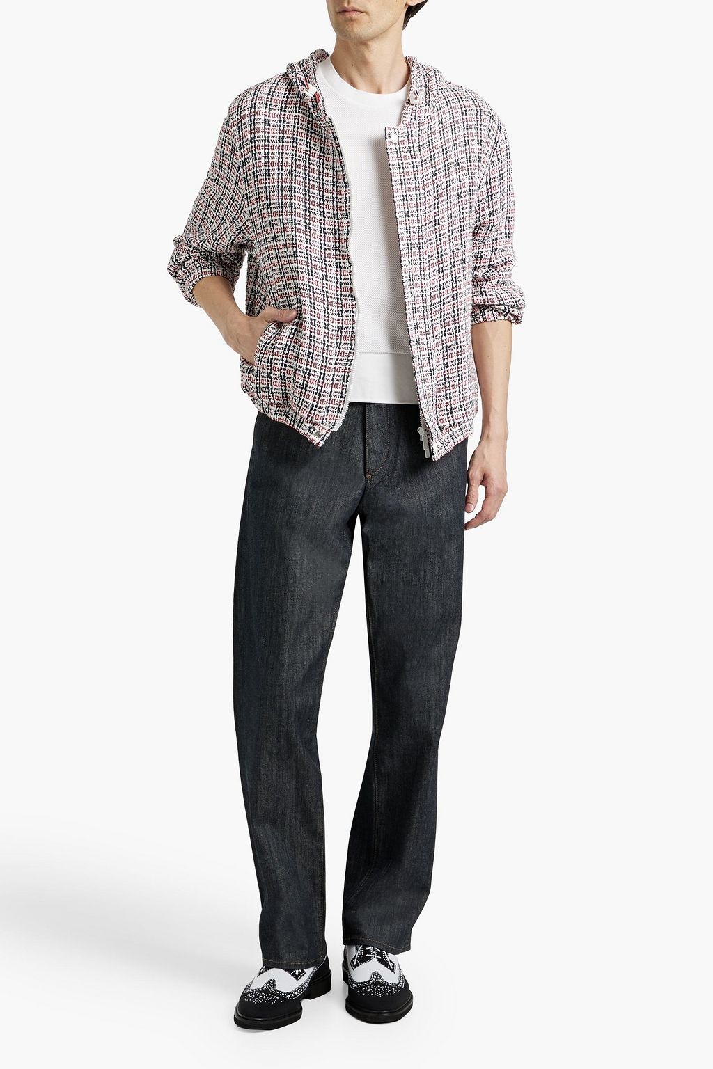 THOM BROWNE Checked cotton-tweed hooded jacket
