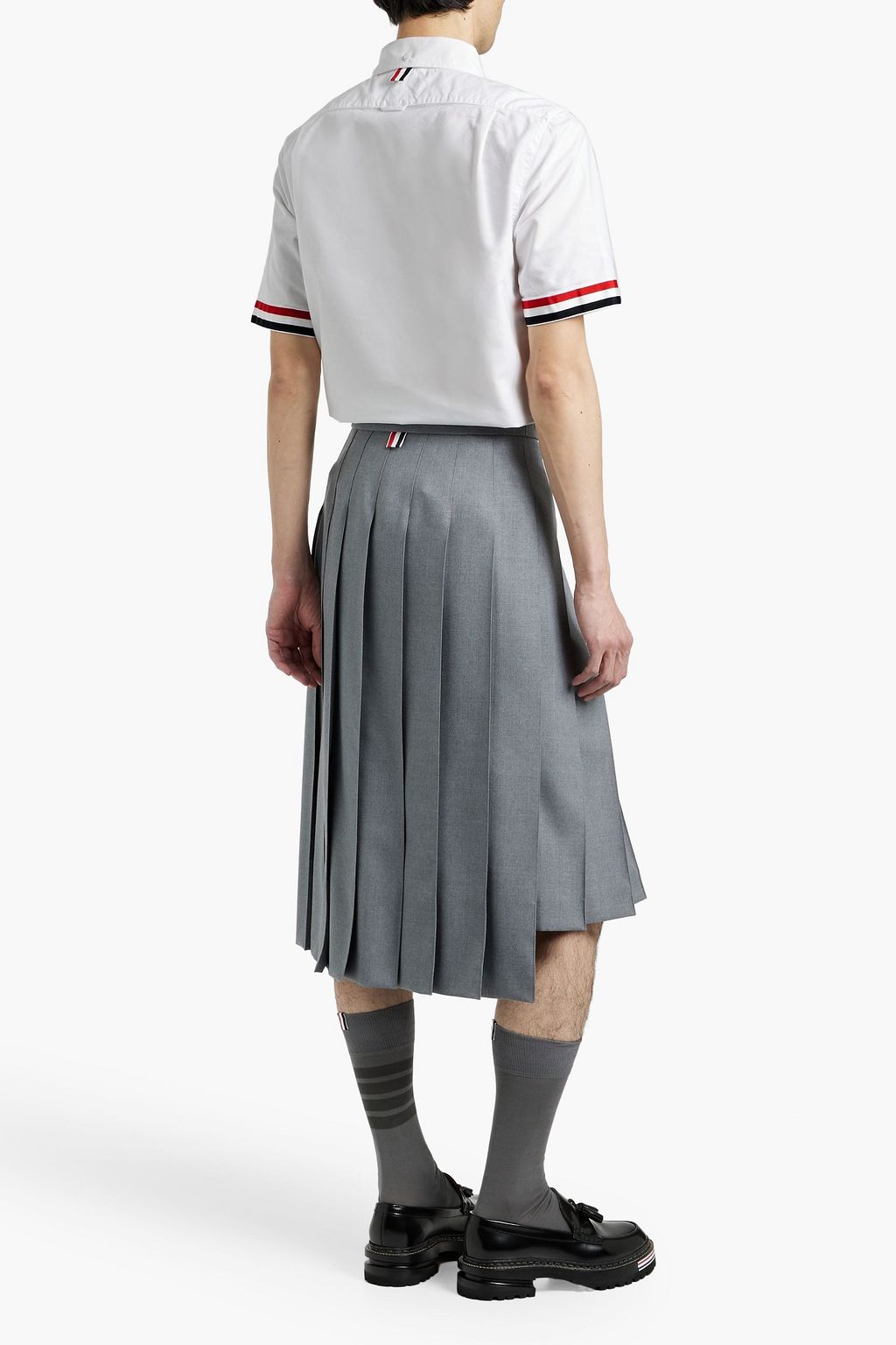 THOM BROWNE Striped cotton-piqué shirt