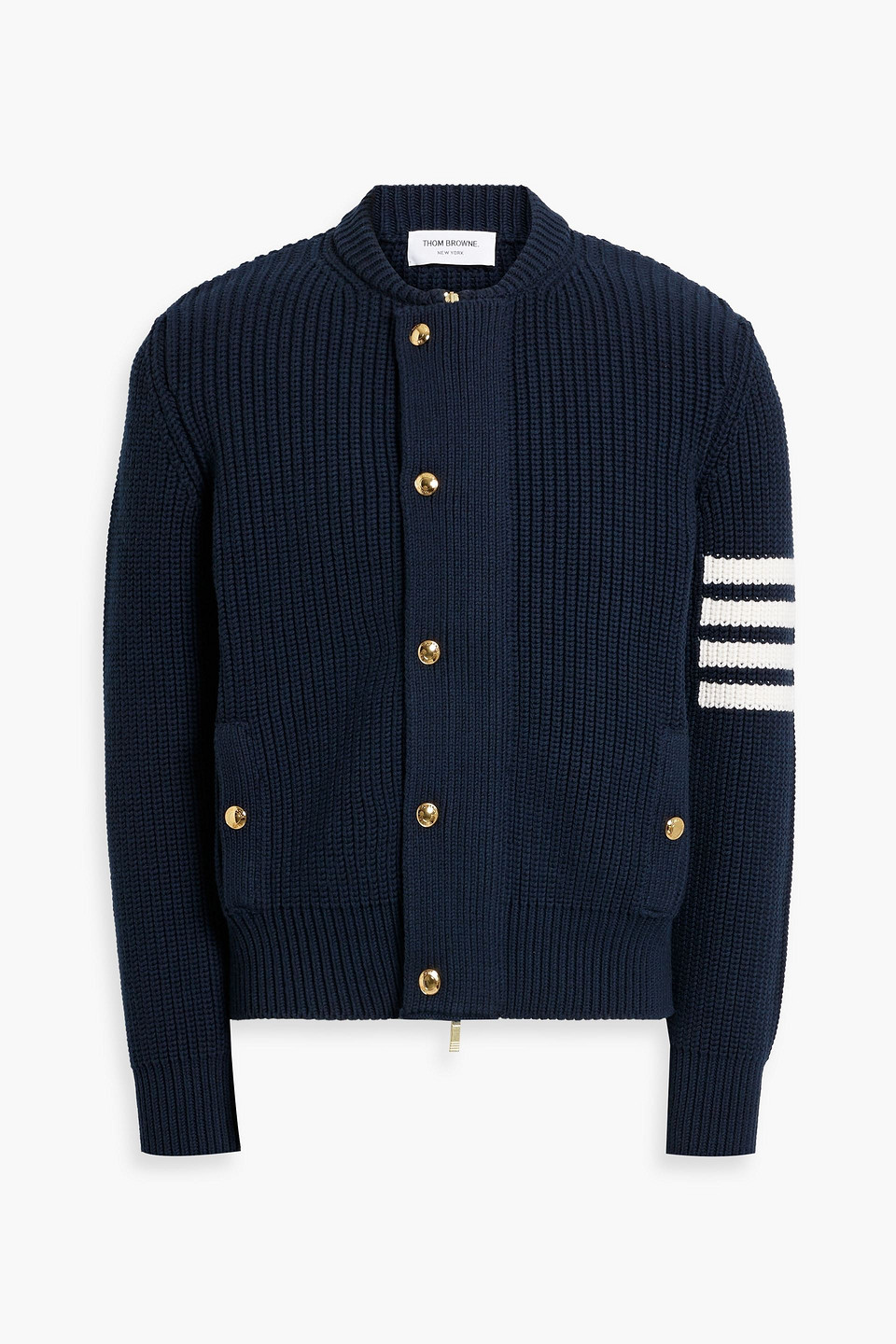 Thom Browne Striped Merino Wool And Cotton-blend Jacket In Blue