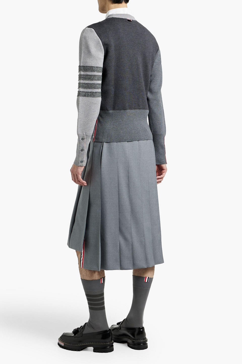 Thom Browne Striped Wool Sweater In Black