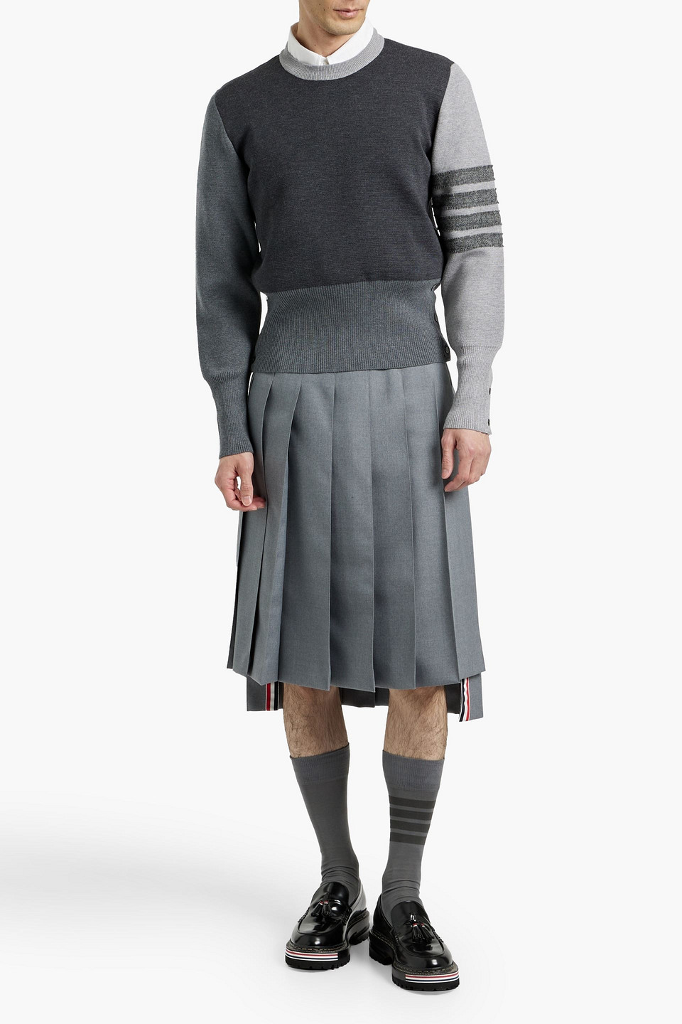 Thom Browne Striped Wool Sweater In Black