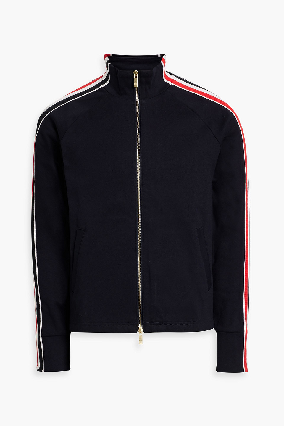 Thom Browne Striped Cotton-jersey Track Jacket In Midnight Blue