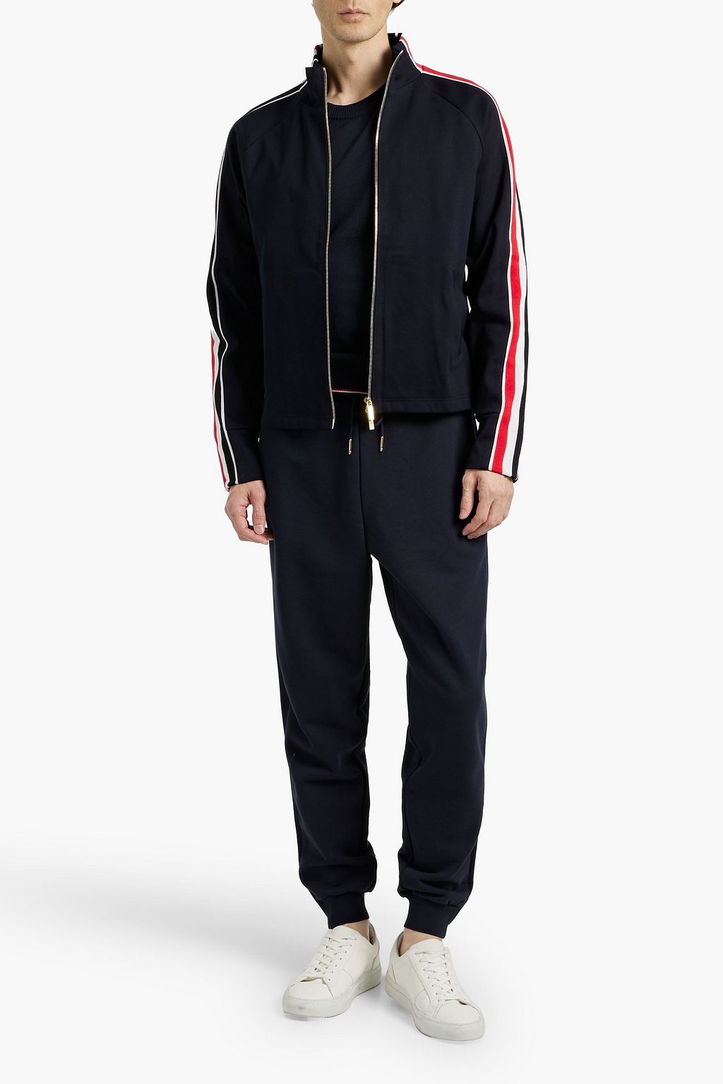 THOM BROWNE Striped cotton-jersey track jacket