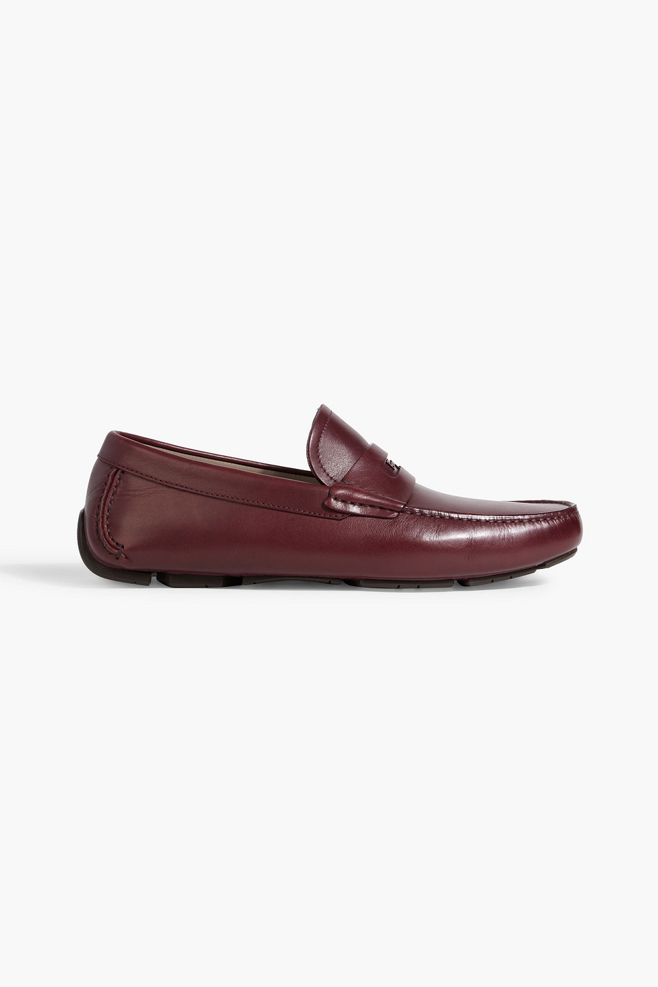 Ferragamo Newton Leather Driving Shoes In Burgundy