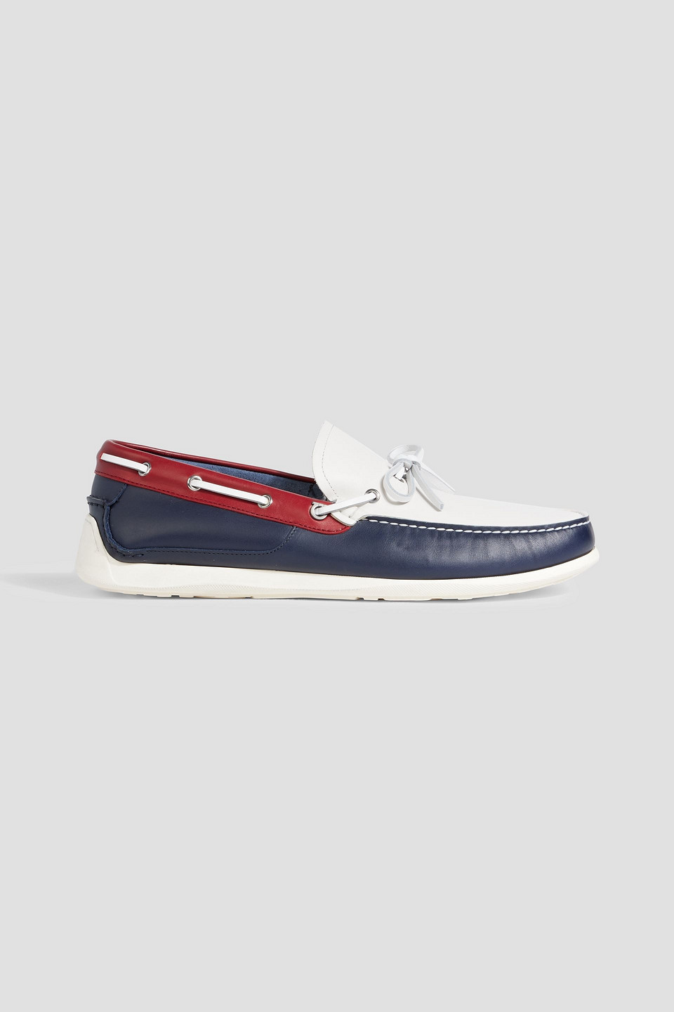 Ferragamo Marlin Color-block Leather Boat Shoes In White