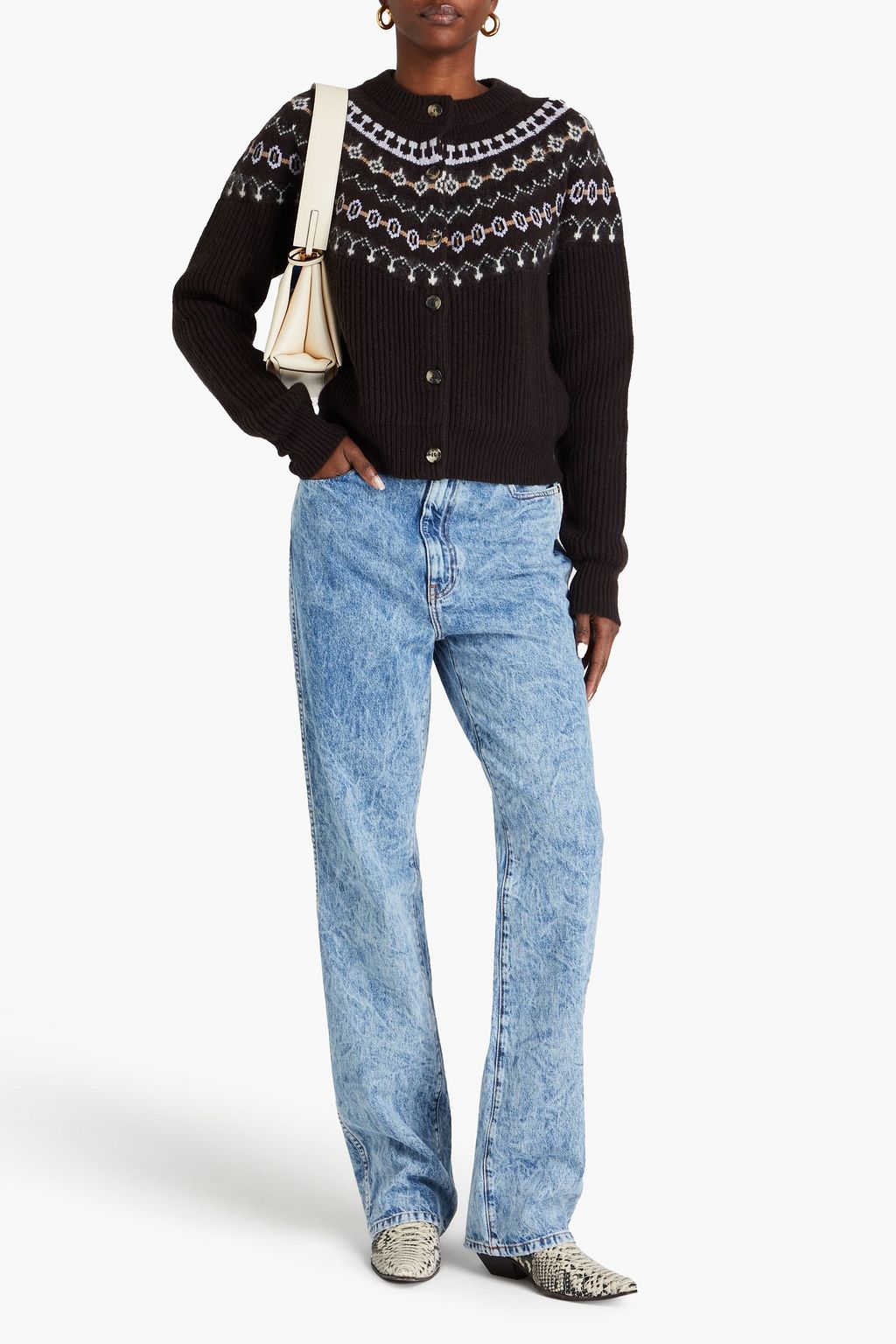 KHAITE Michaela ribbed Fair Isle cashmere-blend cardigan
