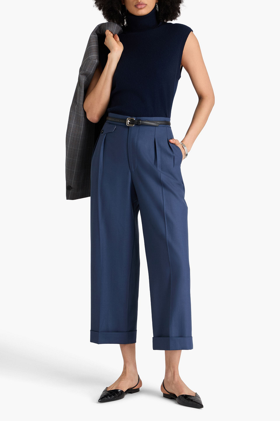 Victoria Beckham Cropped Twill Straight-leg Pants In Navy