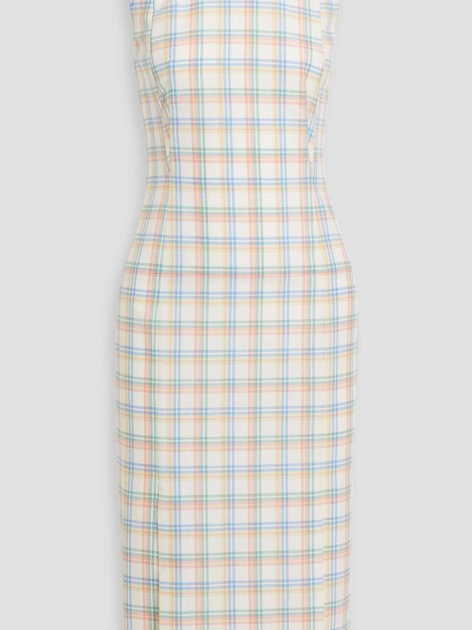 checked wool midi dress
