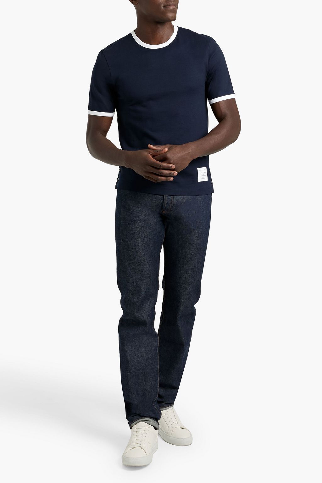 THOM BROWNE Appliquéd cotton-jersey T-shirt