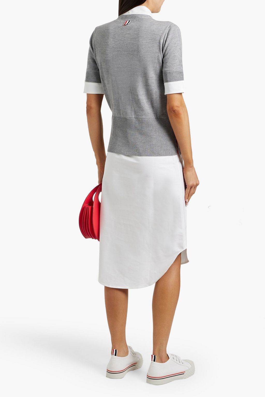 THOM BROWNE Merino wool and cotton Oxford midi shirt dress