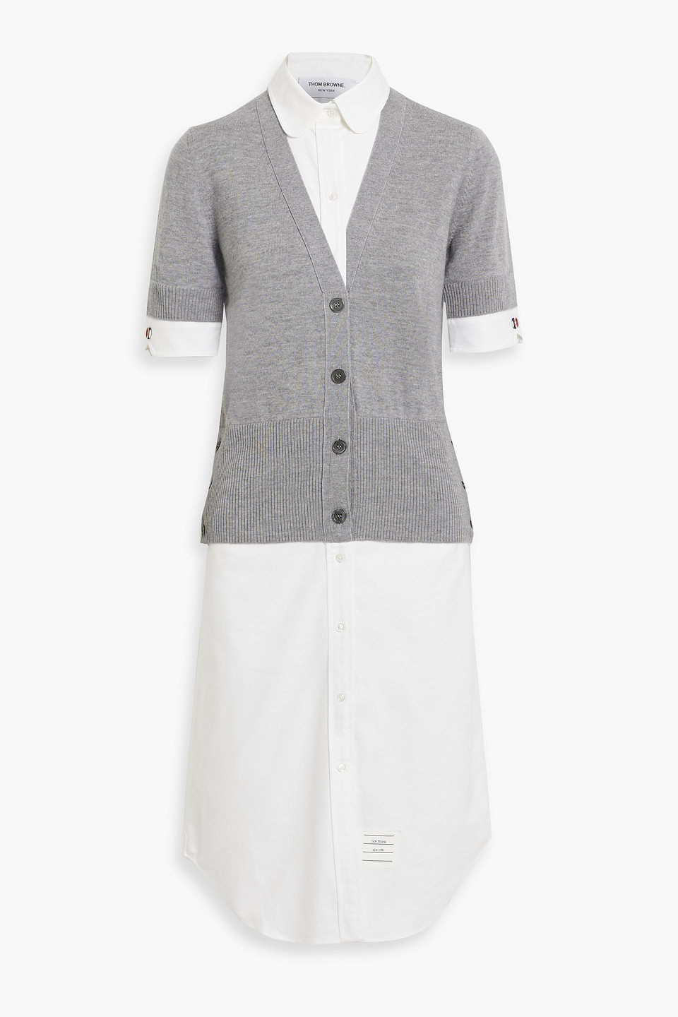 Thom Browne Merino Wool And Cotton Oxford Midi Shirt Dress In Multi