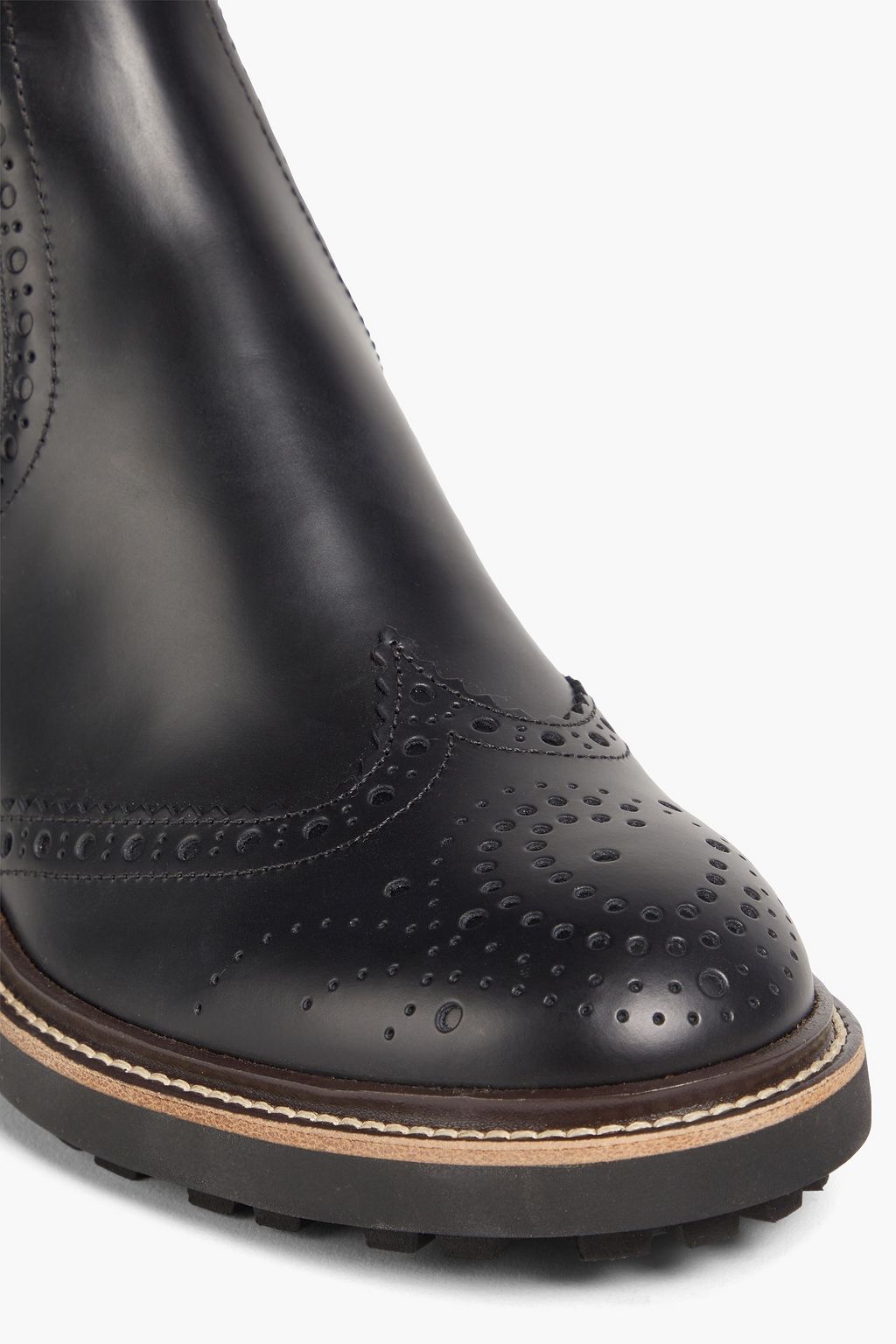 CHLOÉ Franne ribbed-knit and leather ankle boots