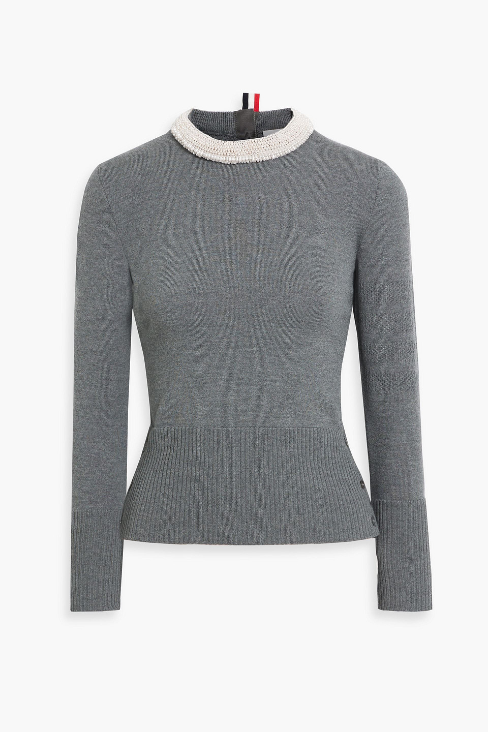 Thom Browne Embellished Wool Sweater In Gray
