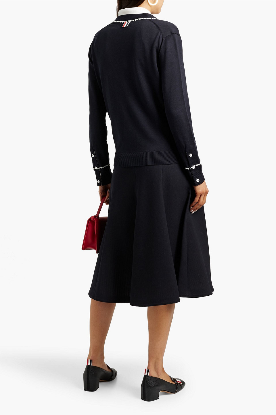 Thom Browne Silk And Cotton-blend Cardigan In Navy