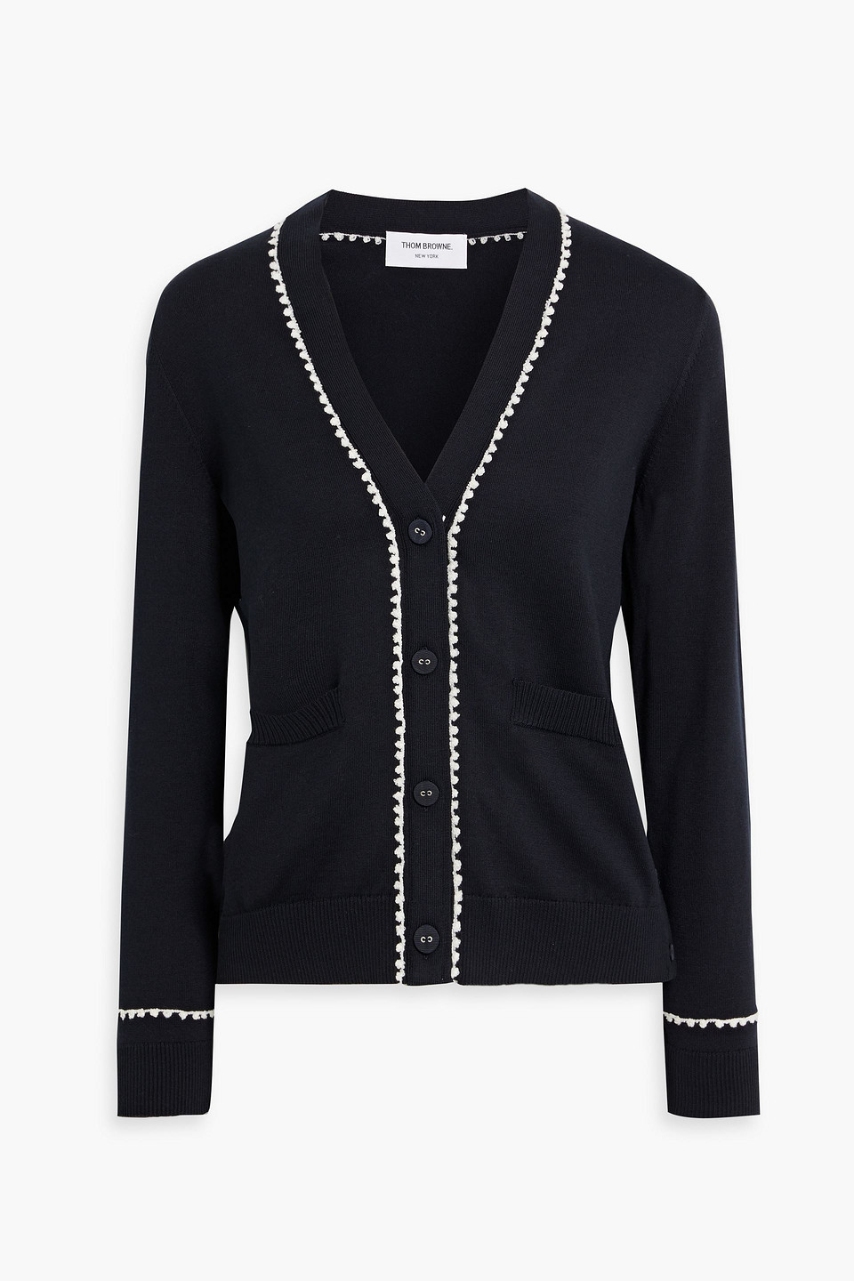 Thom Browne Silk And Cotton-blend Cardigan In Navy