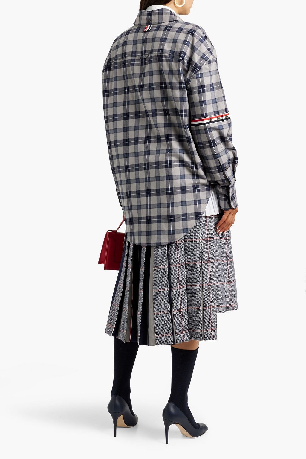 THOM BROWNE Oversized checked cotton-twill shirt