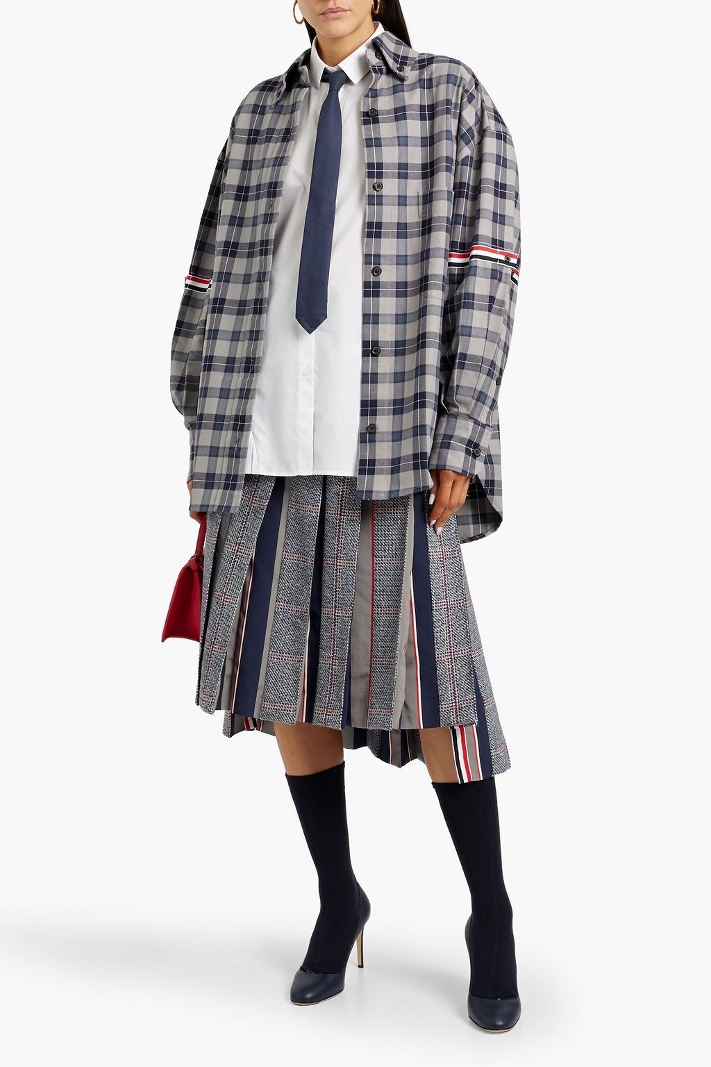 THOM BROWNE Oversized checked cotton-twill shirt