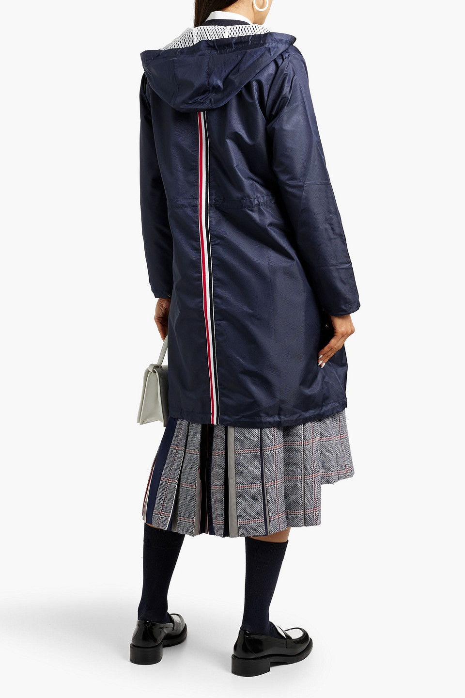 Thom Browne Striped Shell Hooded Parka In Blue